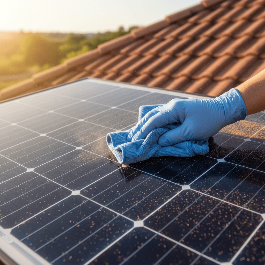 Solar panel cleaning detail