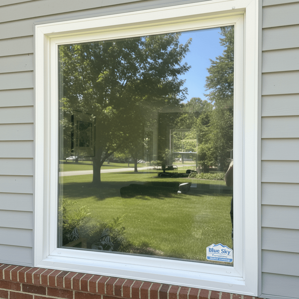 Same residential window sparkling clean after professional cleaning