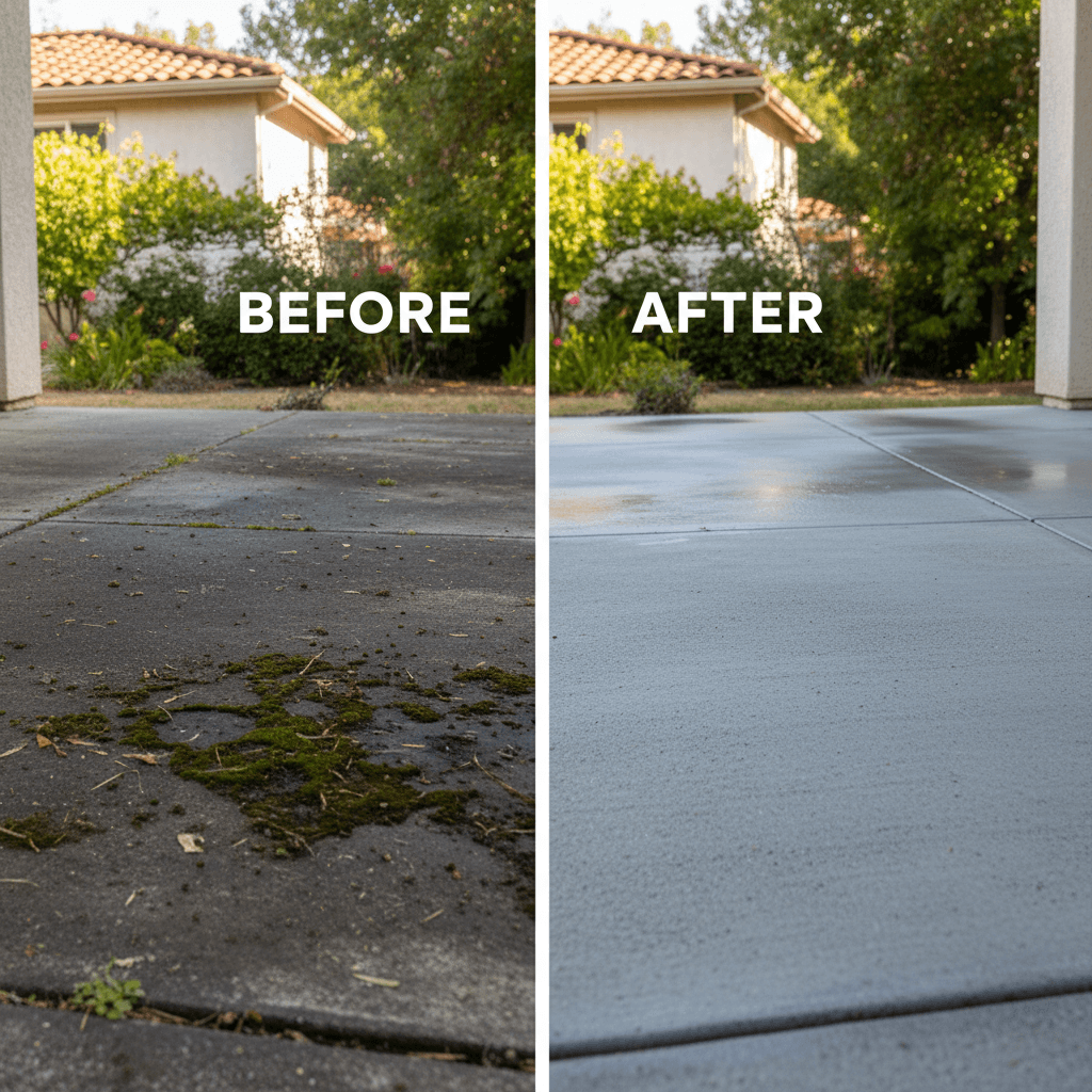 Before and after patio power washing