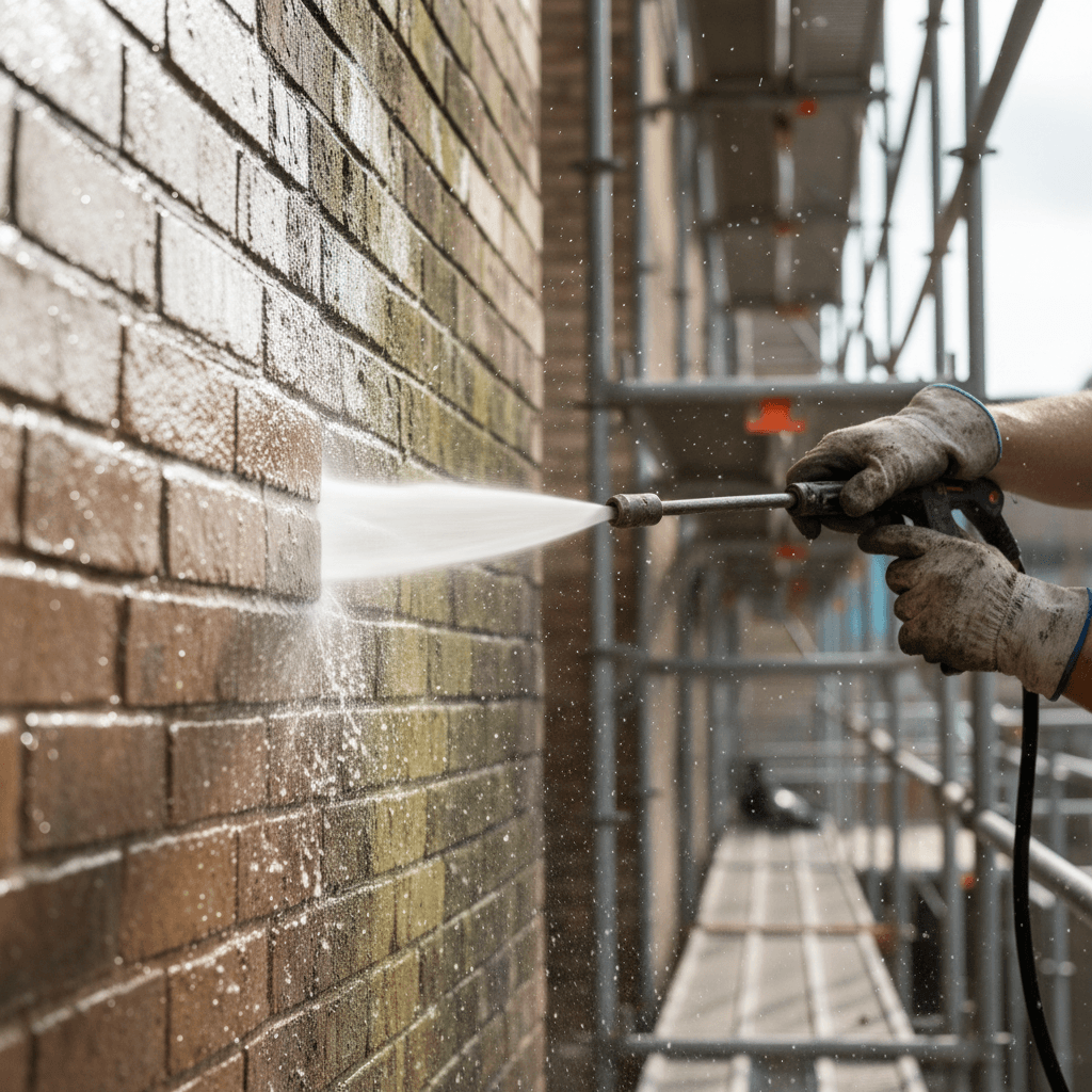Construction site cleanup transforming property appearance