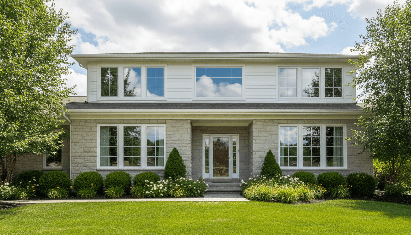 Freshly cleaned residential windows and exterior in Napa catching natural sunlight